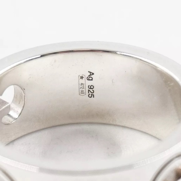❌SOLD❌NWT [Gucci] 925 Sterling Silver Monogram 8mm Cutout Wide-Band Ring Sz 7.5 - Picture 7 of 13